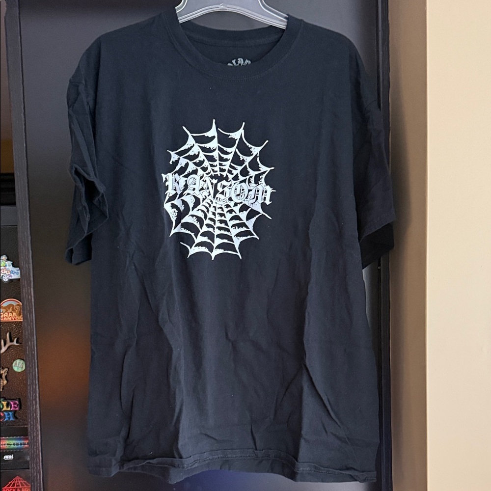 Black Graphic T-Shirt with Web Design